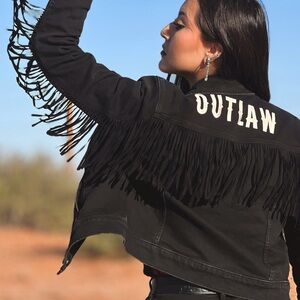 Idyllwind Black Fringe Jean Jacket